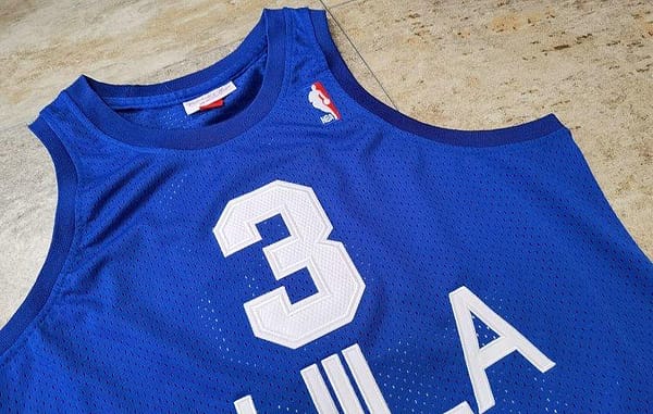 Men's Allen Iverson Blue And Red Retro Classic Team Jersey - Image 6
