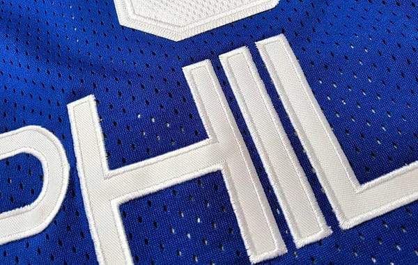 Men's Allen Iverson Blue And Red Retro Classic Team Jersey - Image 7