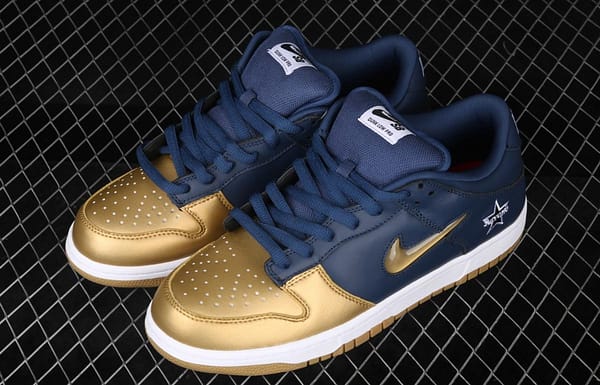 Supreme x NIKE DUNK SB Royal Blue and Gold Jelly Classical Skateboard shoes CK3480-700 - Image 8