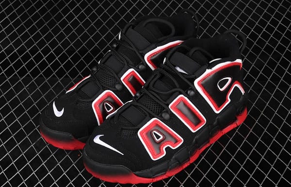 NIKE Air More Uptempo 96 QS Laser Crimson Pippen initial series classic high street leisure sports culture basketball shoes black lava gradual red and white CJ6129-001 - Image 9