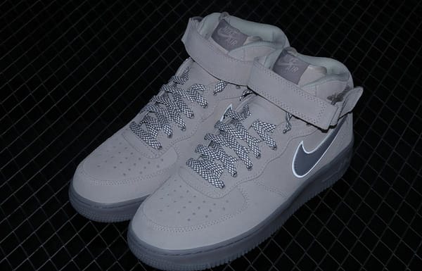 NIKE Air Force 1x 07 Mid air force light blue gray suede 3m reflective Zhongbang leisure board shoes 315123-002 - Image 8