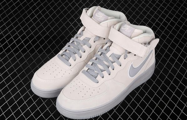 NIKE Air Force 1x 07 Mid air force light blue gray suede 3m reflective Zhongbang leisure board shoes 315123-002 - Image 9