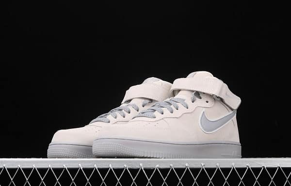 NIKE Air Force 1x 07 Mid air force light blue gray suede 3m reflective Zhongbang leisure board shoes 315123-002 - Image 13