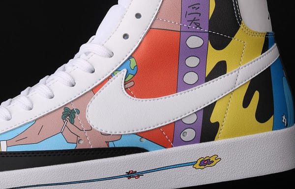 Ruohan Wang X NIKE Blazer Mid 77 Flyleather QS Trail Blazers graffiti high upper board shoes CZ3775-900 - Image 5