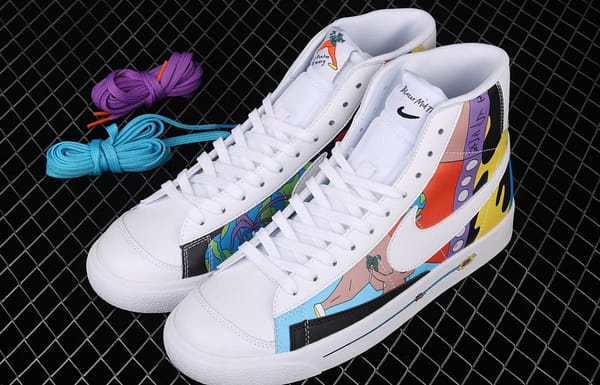 Ruohan Wang X NIKE Blazer Mid 77 Flyleather QS Trail Blazers graffiti high upper board shoes CZ3775-900 - Image 8
