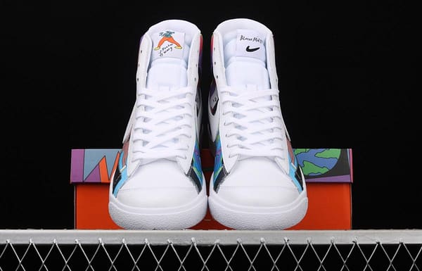 Ruohan Wang X NIKE Blazer Mid 77 Flyleather QS Trail Blazers graffiti high upper board shoes CZ3775-900 - Image 10