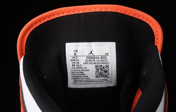 Air Jordan 1 Mid lacquered leather white orange Zhongbang basketball shoes DD6834-802 - Image 5