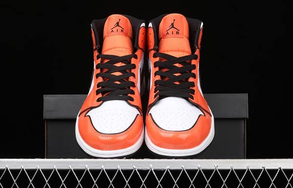 Air Jordan 1 Mid lacquered leather white orange Zhongbang basketball shoes DD6834-802 - Image 12