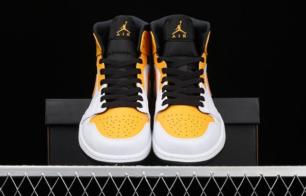 Air Jordan 1 Mid White and Yellow Zhongbang Basketball shoes 554724-170 - Image 12