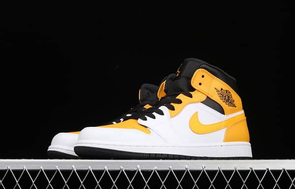 Air Jordan 1 Mid White and Yellow Zhongbang Basketball shoes 554724-170 - Image 14