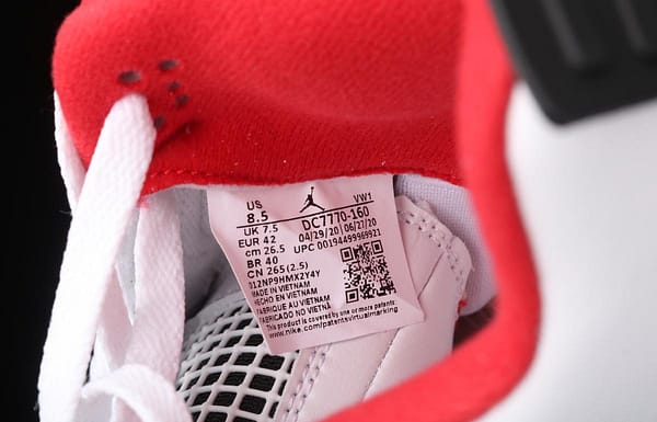 Air Jordan 4 Fire Red White and Red Flame Red Basketball shoes DC7770-160 - Image 5