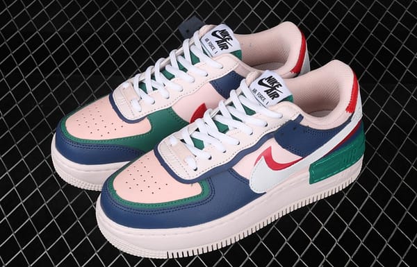 NIKE Air Force 1 ShAdidasow blue, pink and green light weight heightened low-top white board shoes CI0919-400 - Image 7