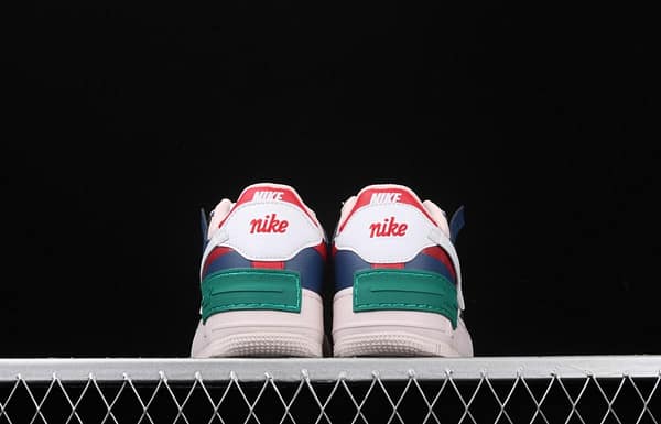 NIKE Air Force 1 ShAdidasow blue, pink and green light weight heightened low-top white board shoes CI0919-400 - Image 10