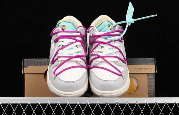 OFF-White x NIKE DUNK Low 04 of 50 OW white gray leisure sports skateboard shoes DM1602-100 - Image 12
