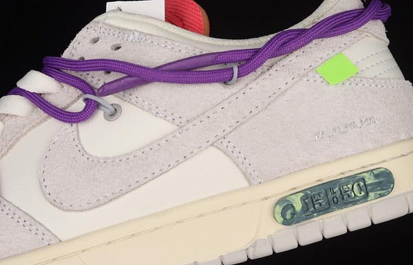 OFF-White x NIKE DUNK Low OW suede SB buckle rebound fashion casual board shoes DJ0950-101, - Image 7