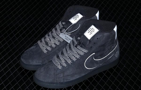 Reigning Champ x NIKE Blazer Mid Retro defending champion joint top suede 3M reflective high upper shoes 371761-900 - Image 3