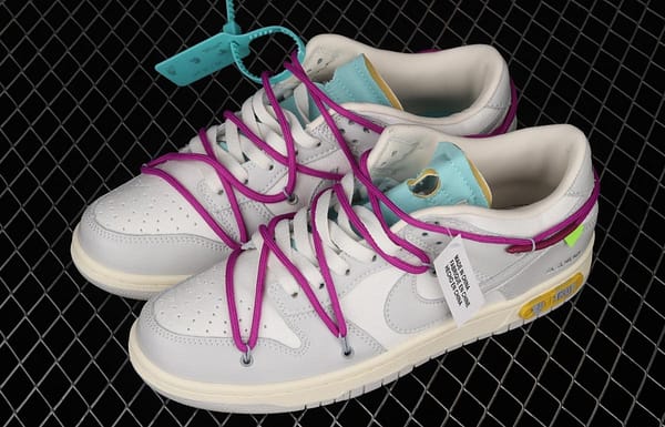 OFF-White x NIKE DUNK Low 04 of 50 OW white gray leisure sports skateboard shoes DM1602-100 - Image 10
