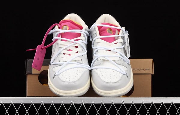 OFF-White x NIKE DUNK Low 04 of 50 OW white gray leisure sports skateboard shoes DM1602-118 - Image 12