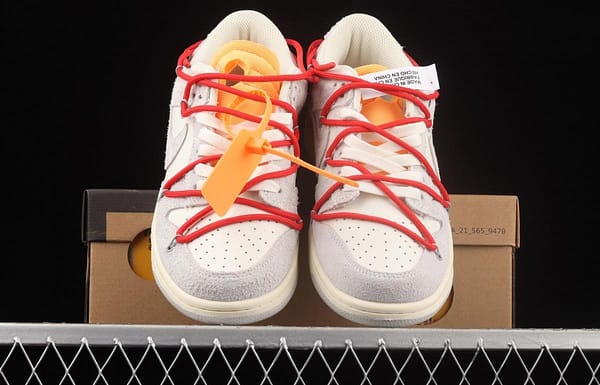 OFF-White x NIKE DUNK Low OW suede SB buckle rebound fashion casual board shoes DM0950-103 - Image 13