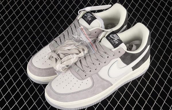 NIKE Air Force 11607 Low white and gray stitched suede color matching low-top casual board shoes DW0831-896 - Image 11