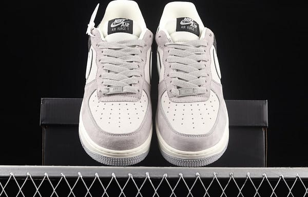 NIKE Air Force 11607 Low white and gray stitched suede color matching low-top casual board shoes DW0831-896 - Image 13
