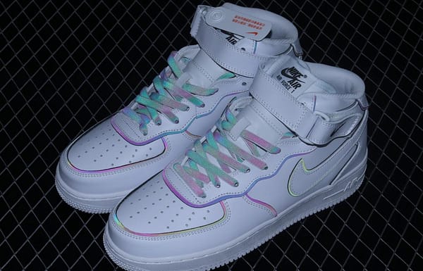 NIKE Air Force 1' 07 Mid laser white 3M reflective medium-help leisure sports board shoes 368742-810 - Image 10