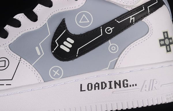 NIKE Air Force 11607 Mid PS5 video game theme black and white gray glossy shoes body upper casual board shoes CW2288-115 - Image 7