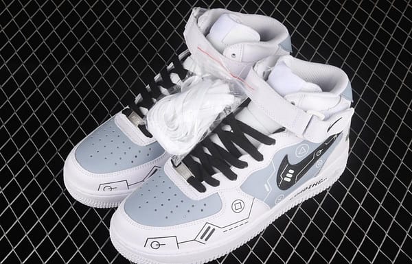 NIKE Air Force 11607 Mid PS5 video game theme black and white gray glossy shoes body upper casual board shoes CW2288-115 - Image 10