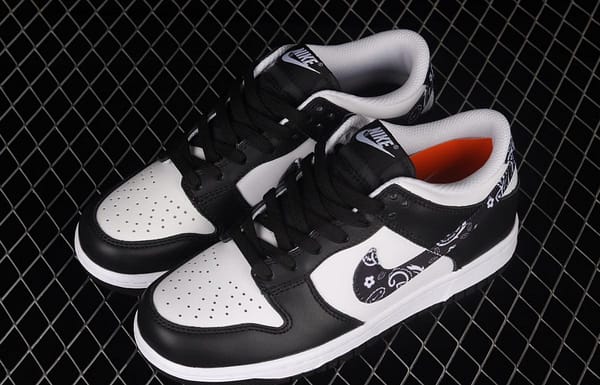 NIKE SB DUNK Low Black Paisley black and white cashew flower SB rebound fashion casual board shoes DH4401-100 - Image 10