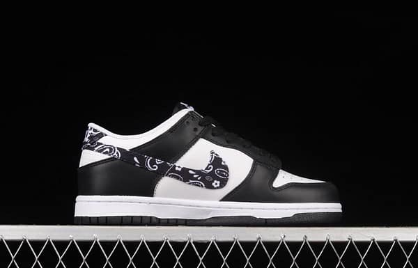 NIKE SB DUNK Low Black Paisley black and white cashew flower SB rebound fashion casual board shoes DH4401-100 - Image 15