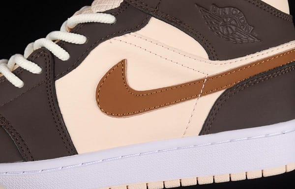 Air Jordan 1 Mid beige brown vintage basketball shoes DO6699-200 - Image 2