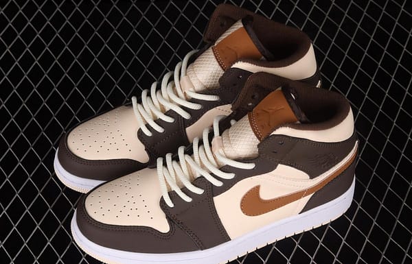 Air Jordan 1 Mid beige brown vintage basketball shoes DO6699-200 - Image 11
