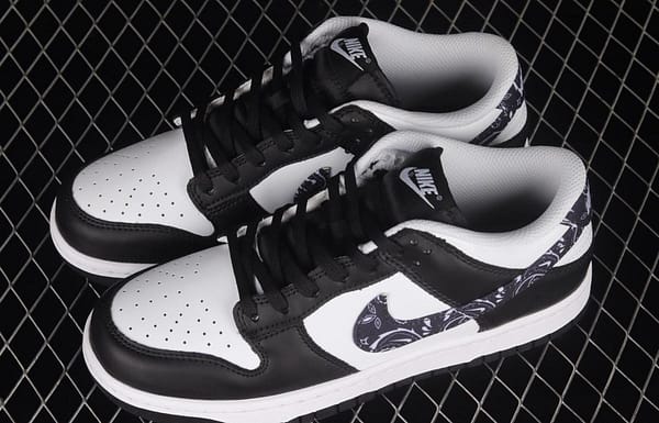 NIKE SB DUNK Low Black Paisley black and white panda cashew flower SB buckle rebound fashion casual board shoes DH4401-100 - Image 10