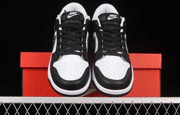 NIKE SB DUNK Low Black Paisley black and white panda cashew flower SB buckle rebound fashion casual board shoes DH4401-100 - Image 12