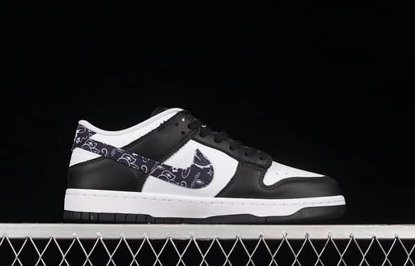 NIKE SB DUNK Low Black Paisley black and white panda cashew flower SB buckle rebound fashion casual board shoes DH4401-100 - Image 15