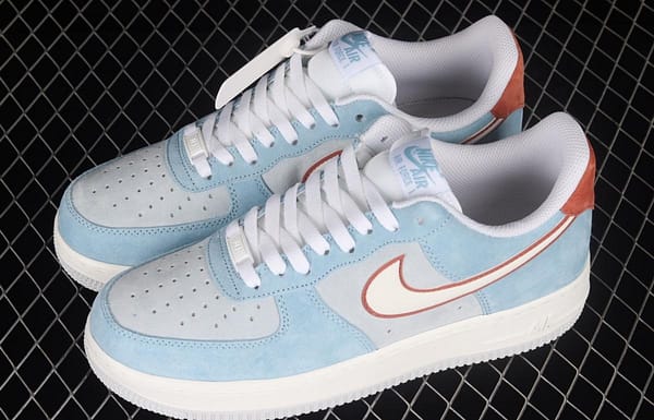 NIKE Air Force 1o07 Low low top casual board shoes LZ6699-521 with wine red and blue - Image 9