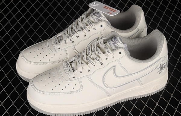 Stussy x NIKE Air Force 11607 Low Stussy co-named rice gray reflective low-top casual board shoes UN1815-802 - Image 11