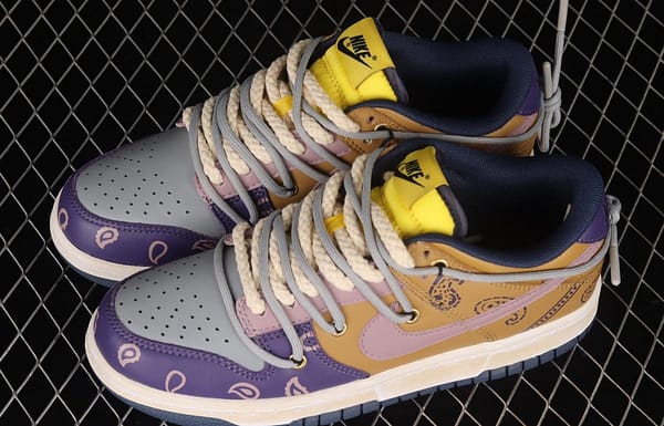 NIKE DUNK Low Retro Vibe style old deconstructed shoelace purple-brown beige white SB low-top sports leisure board shoes DD1391-700 - Image 10