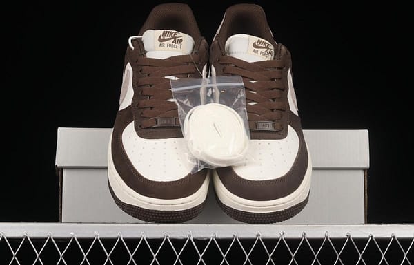 NIKE Air Force 1o07 Low white mocha sail leather spliced low-top casual board shoes NT9988-818 - Image 12