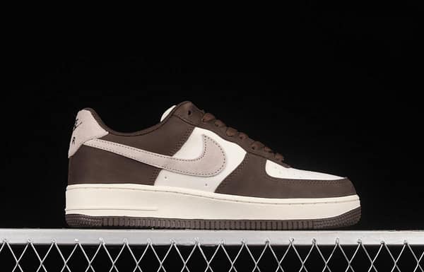 NIKE Air Force 1o07 Low white mocha sail leather spliced low-top casual board shoes NT9988-818 - Image 15