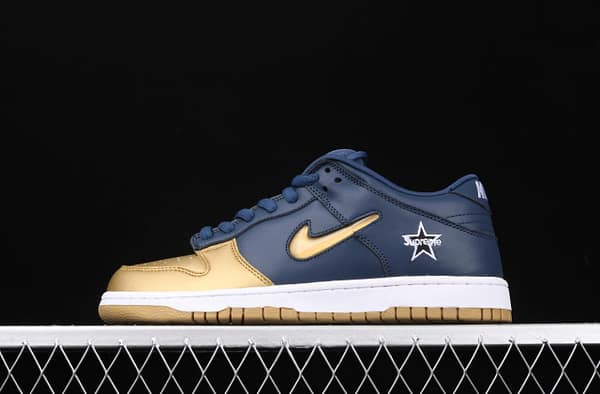 Supreme x NIKE DUNK SB Royal Blue and Gold Jelly Classical Skateboard shoes CK3480-700