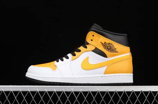 Air Jordan 1 Mid White and Yellow Zhongbang Basketball shoes 554724-170