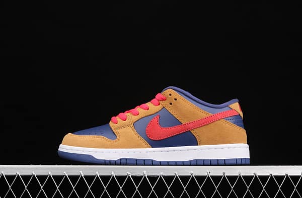 NIKE SB DUNK Low SB shredded backboard dark brown white and yellow color matching fashion leisure board shoes BQ6817-700