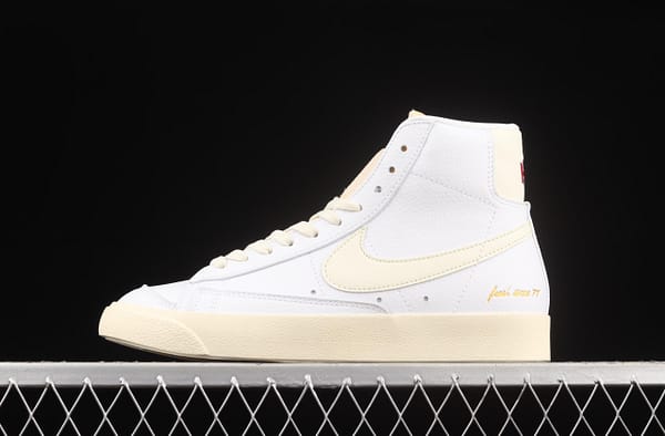 NIKE Blazer Mid'77 Vntg Emb Cream Yellow Trail Blazers high-top casual board shoes CW6421-100
