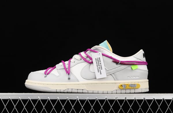 OFF-White x NIKE DUNK Low 04 of 50 OW white gray leisure sports skateboard shoes DM1602-100