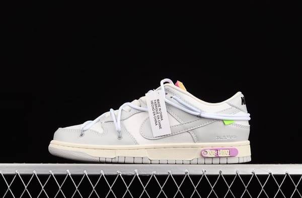 OFF-White x NIKE DUNK Low 04 of 50 OW white gray leisure sports skateboard shoes DM1602-118