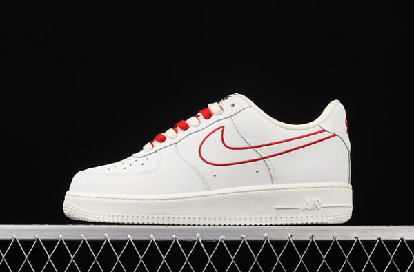 NIKE Air Force 1x07 Low rice white red electric embroidery hook low-top casual board shoes CL6326-108