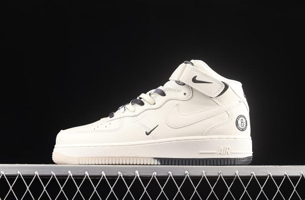 NIKE Air Force 1x 07 Mid rice black and white Brooklyn Nets city limited casual board shoes NT2969-013