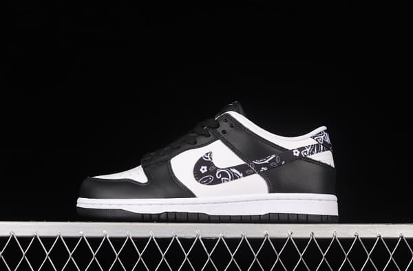 NIKE SB DUNK Low Black Paisley black and white cashew flower SB rebound fashion casual board shoes DH4401-100