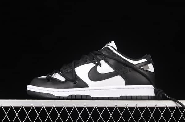 NIKE SB DUNK Low Lot Black/White leather black and white panda tied rope dunk series low side leisure sports board shoes CT0856-103